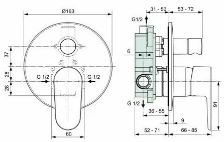 Baterie pentru cada Ideal Standard Cerafine O incastrata negru crom