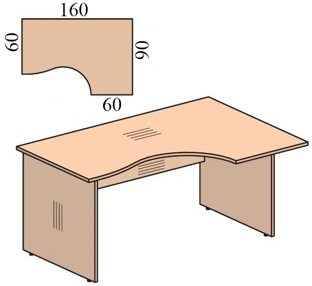 Masa ergonomica Impress 160 x 90 cm, dreapta, alb