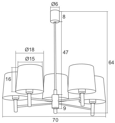 Candelabru modern design elegant BOLZANO 5L albastru