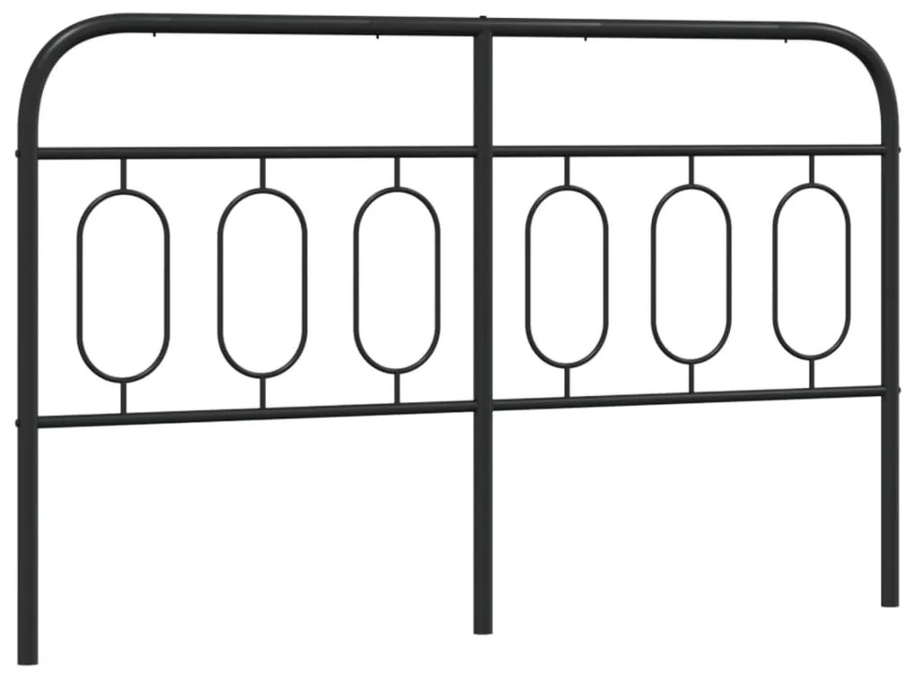 377149 vidaXL Tăblie de pat metalică, negru, 137 cm