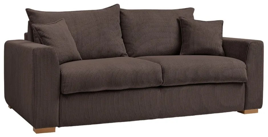 Canapea maro extensibilă cu tapițerie din catifea reiată 225 cm Augustin – Bobochic Paris