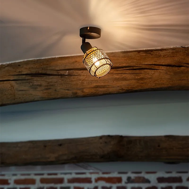 Plafoniera de design neagră cu auriu - Noud