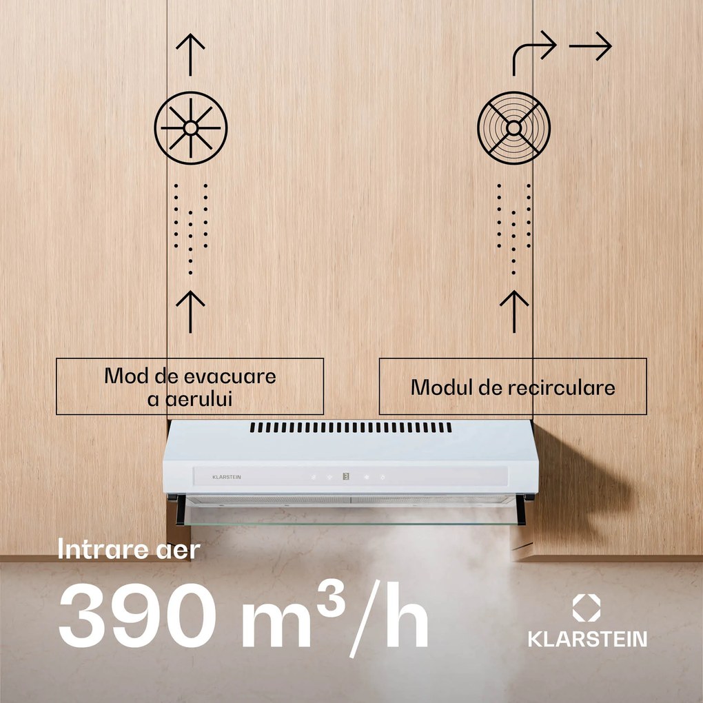 Klarstein Hota Purista Force, Compact, 343 m³/h, EEK C, Tehnologie cu două motoare