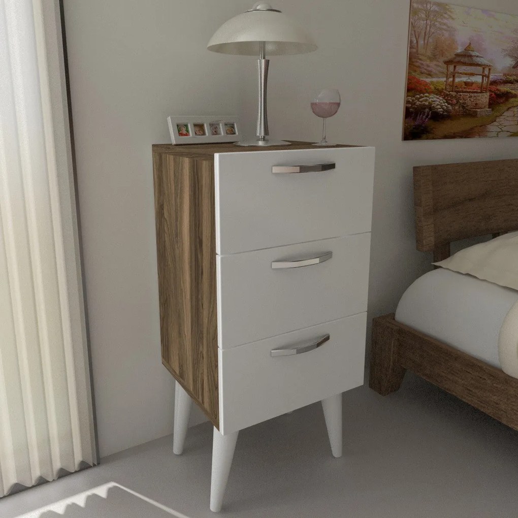 Noptieră Bellini v3 - White, Walnut