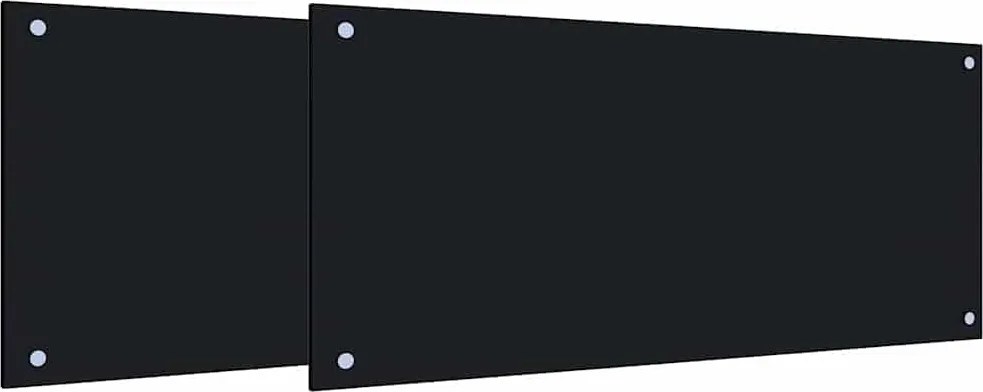 vidaXL Panou de bucătărie 2 pcs Negru 90 x 40 cm sticlă securizată