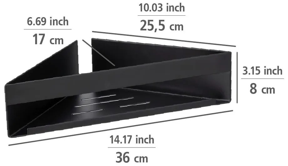 Raft pentru baie negru mat de colț autoadeziv din oțel inoxidabil Genova – Wenko