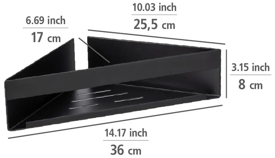Raft pentru baie negru mat de colț autoadeziv din oțel inoxidabil Genova – Wenko
