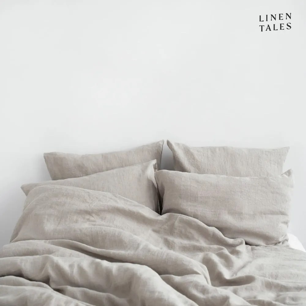 Lenjerie de pat crem din in pentru pat de o persoană 135x200 cm – Linen Tales