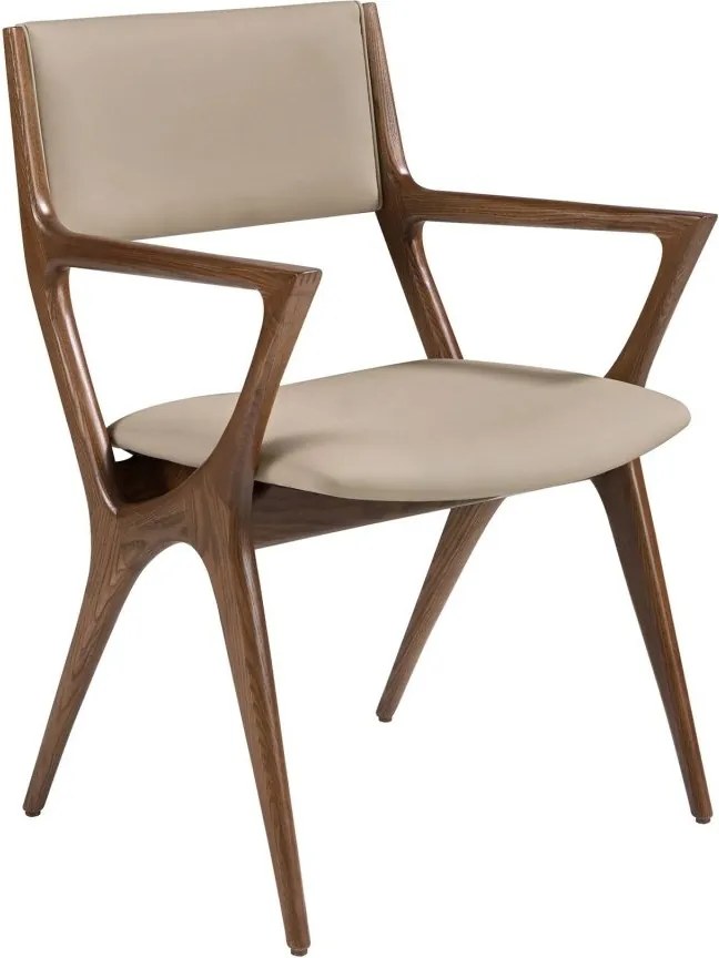 Scaun cu brate din lemn si piele sintetica Mink