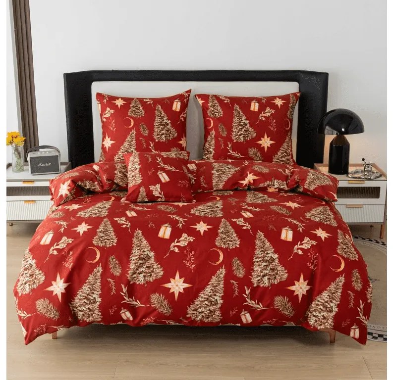 Lenjerie de pat din microfibra GOLD CHRISTMAS rosu Dimensiune lenjerie de pat: 2 buc 70 x 90 cm | 200 x 220 cm