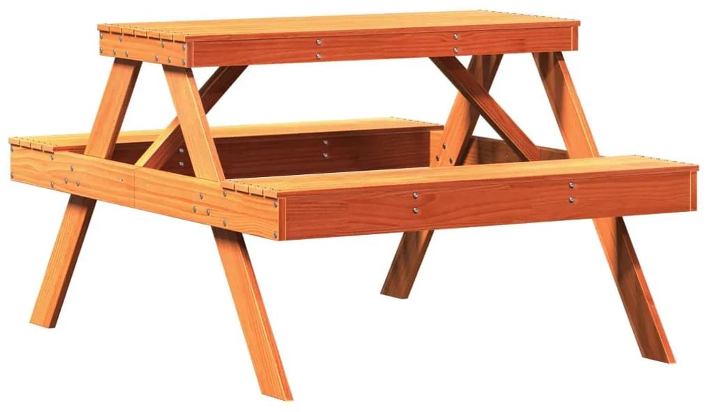 844649 vidaXL Masă de picnic, maro ceruit, 105x134x75 cm, lemn masiv de pin