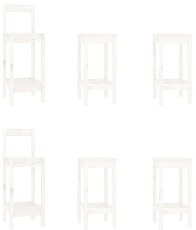 Set scaune de bar, alb, 6 piese, lemn masiv de pin