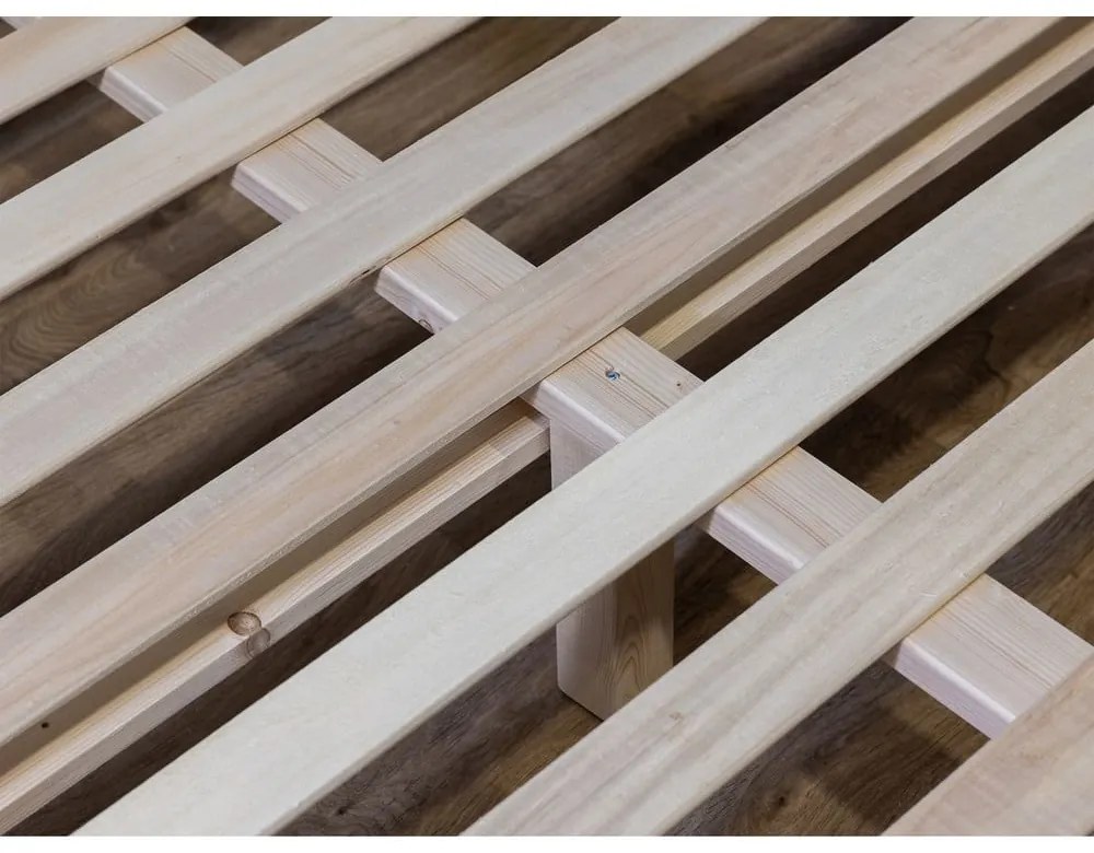 Pat matrimonial gri deschis/natural cu somieră 180x200 cm Oceane – Bobochic Paris