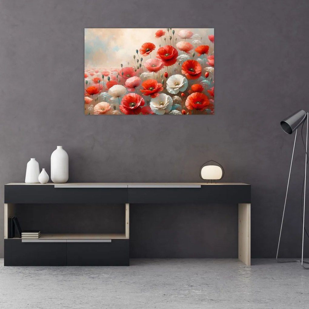 Tablou - Pictură cu maci (90x60 cm)