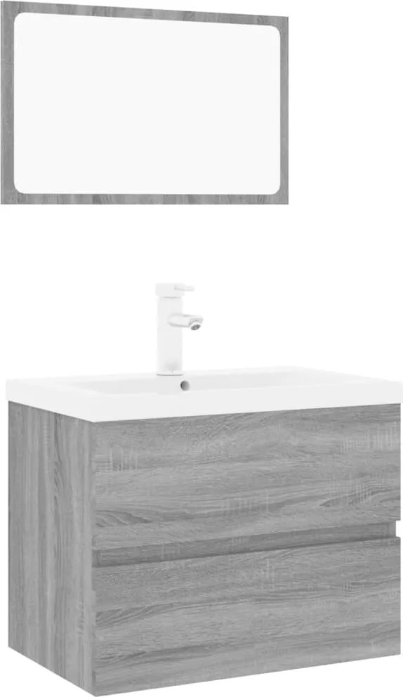 vidaXL Set de mobilier de baie, gri sonoma, lemn prelucrat