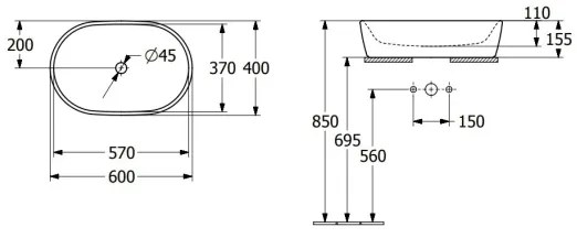 Villeroy & Boch 5A266001 - Lavoar pentru montare pe blat ARCHITECTURA 60x40 cm ceramică/alb
