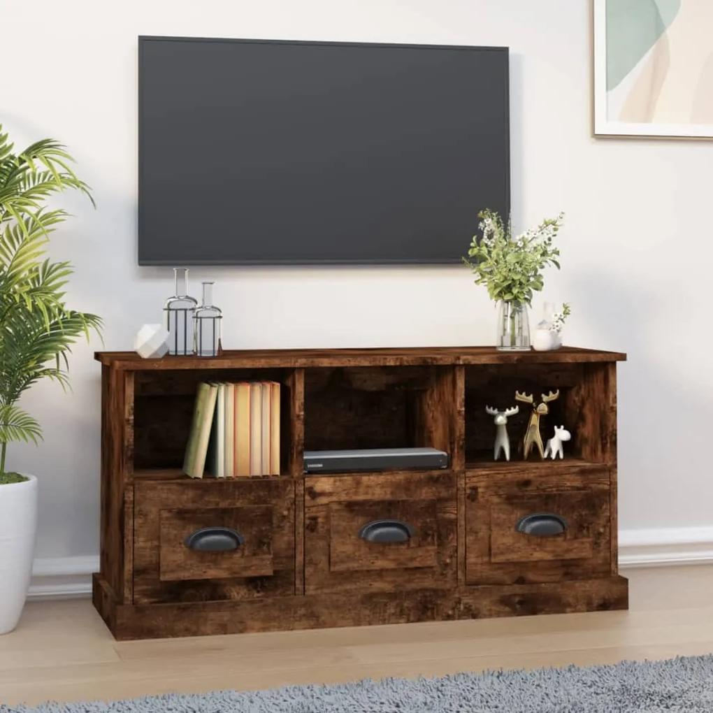 Comoda TV, stejar fumuriu, 100x35x50 cm, lemn prelucrat