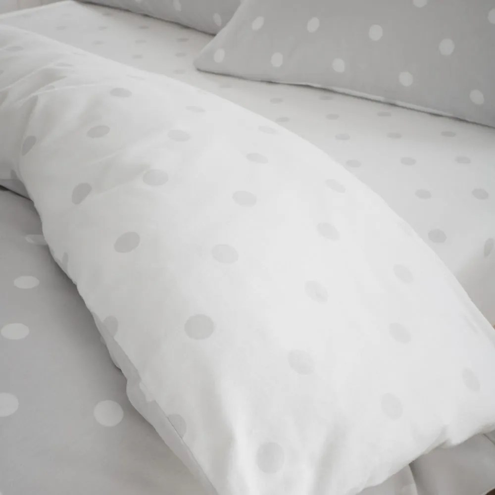 Cearceaf alb-gri din flanelă cu elastic 150x200 cm Polka Dot – Catherine Lansfield
