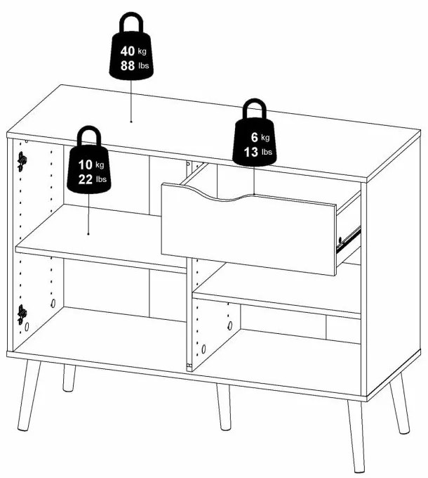Comoda alba OSLO 75387 cu 1 sertar