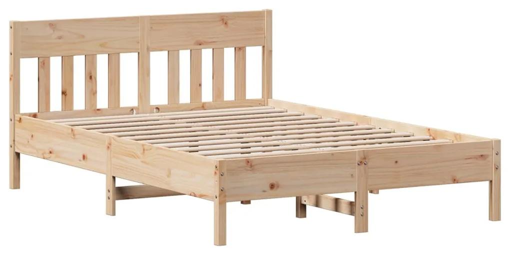842646 vidaXL Cadru de pat cu tăblie, 140x200 cm, lemn masiv de pin