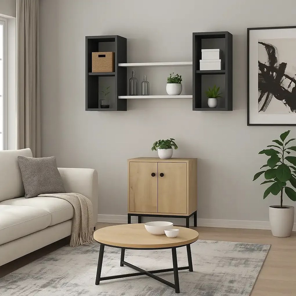 Raft de perete, Matilda Homs, gri antracit/alb, 60 x 105 x 20 cm, PAL