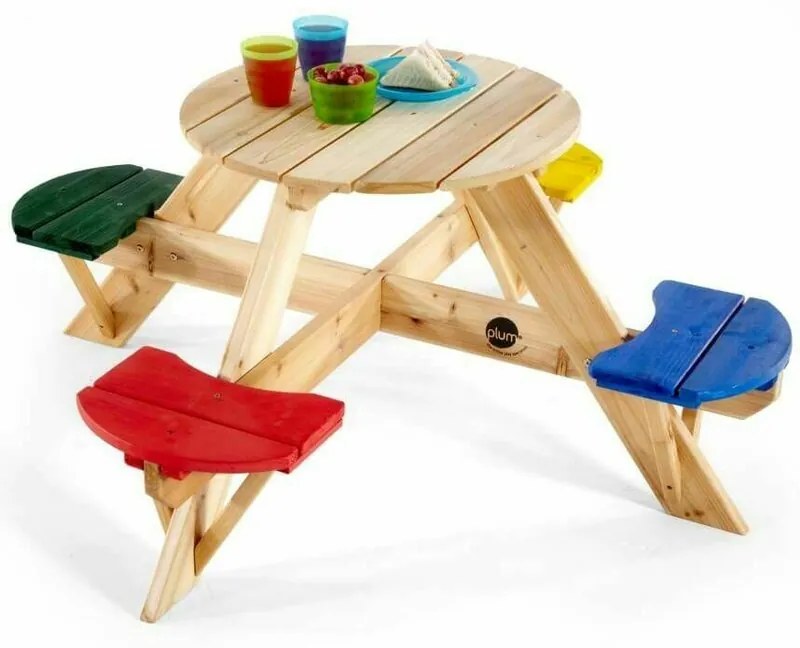 Plum - Masuta Cu scaune colorate, Pentru 4 copii