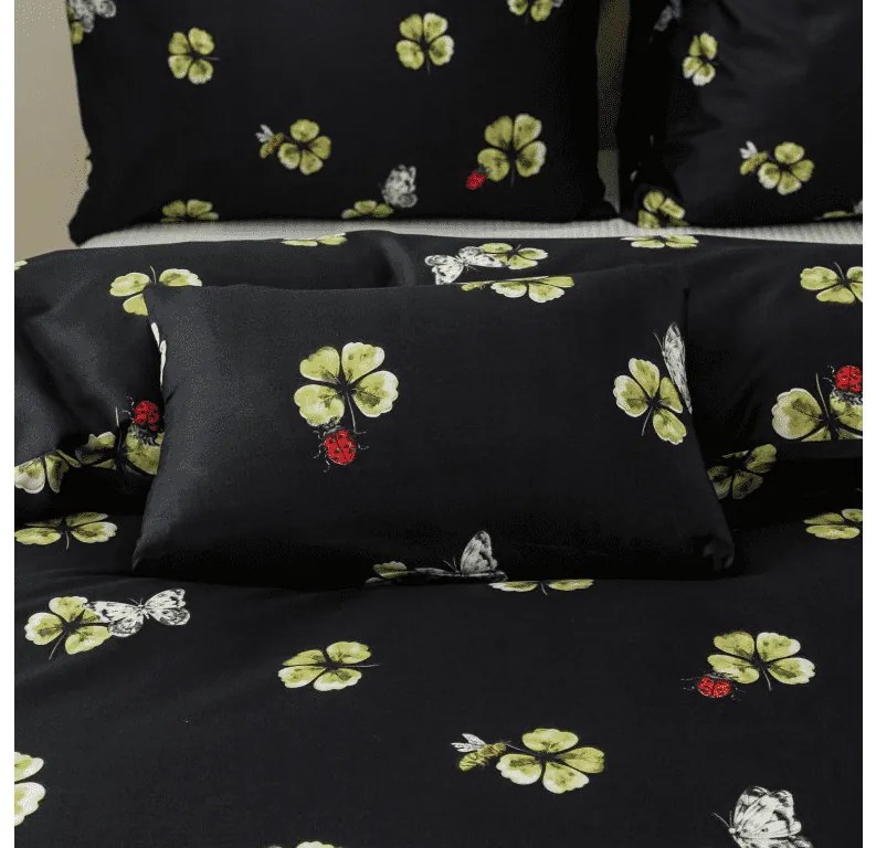 Lenjerie de pat din microfibra FOUR LEAF CLOVER negru Dimensiune lenjerie de pat: 70 x 90 cm | 140 x 220 cm