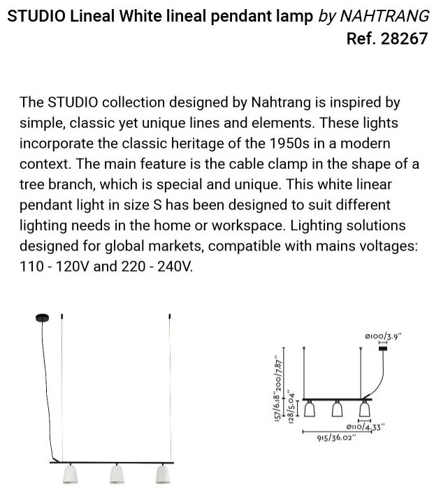 Lustra suspendata design modern Studio alb