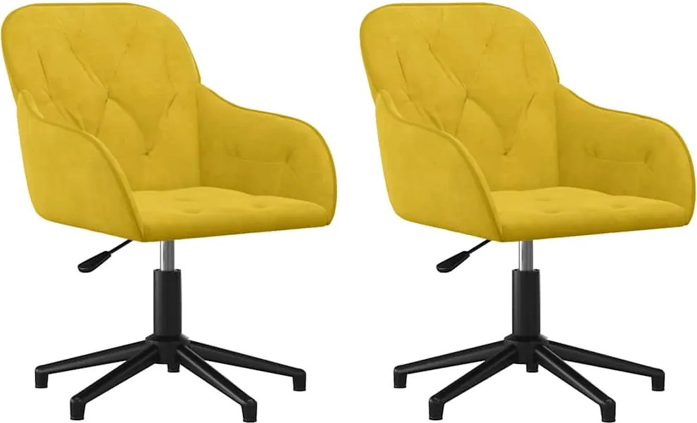 vidaXL Scaune de bucătărie pivotante, 2 buc., galben, catifea