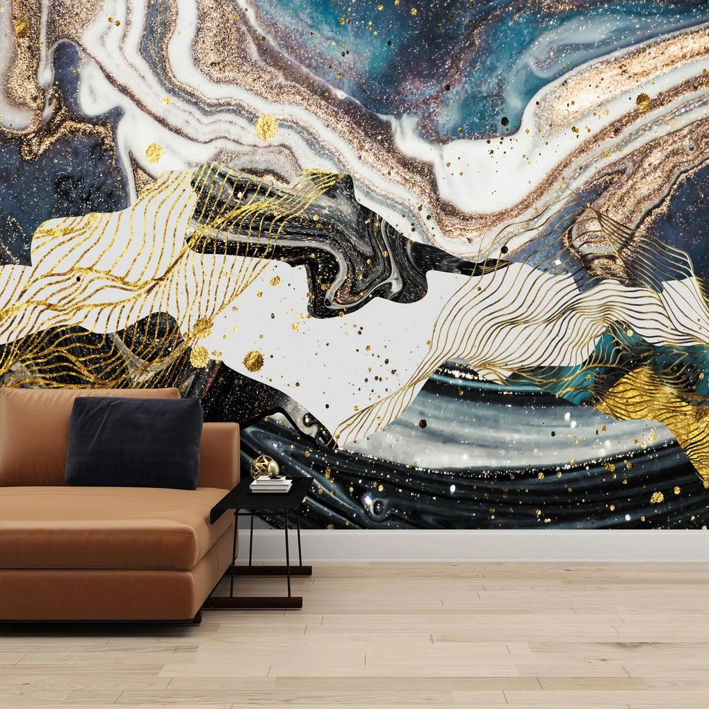 Fototapet - Marmura cu decor auriu (147x102 cm)