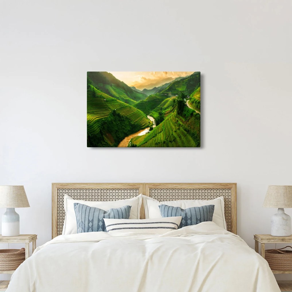 Tablou - Terase de orez Mu Cang Chai (90x60 cm)