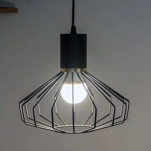 Lampă suspendată pe cablu SOLANO 1xE27/15W/230V negru/auriu
