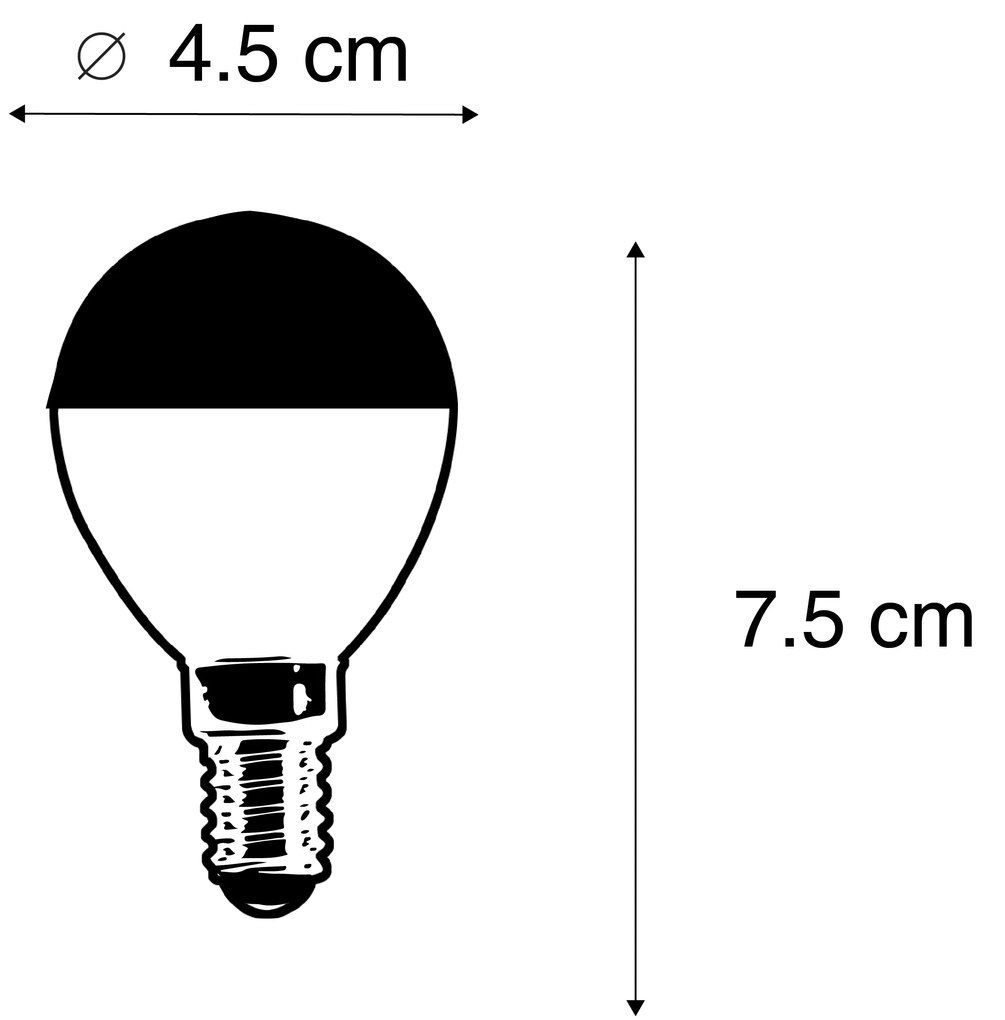 Set de 5 becuri LED cu filament E14 reglabile P45 negru 300lm 2700K