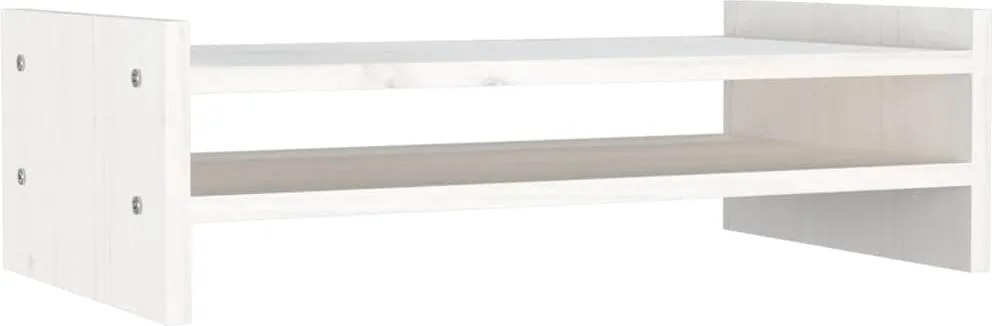 vidaXL Suport pentru monitor, alb, 50x27x15 cm, lemn masiv pin