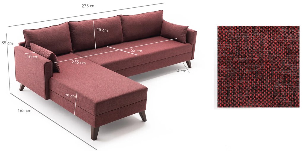 Canapea extensibilă Bellina 1 (bordo) (S). 1063027