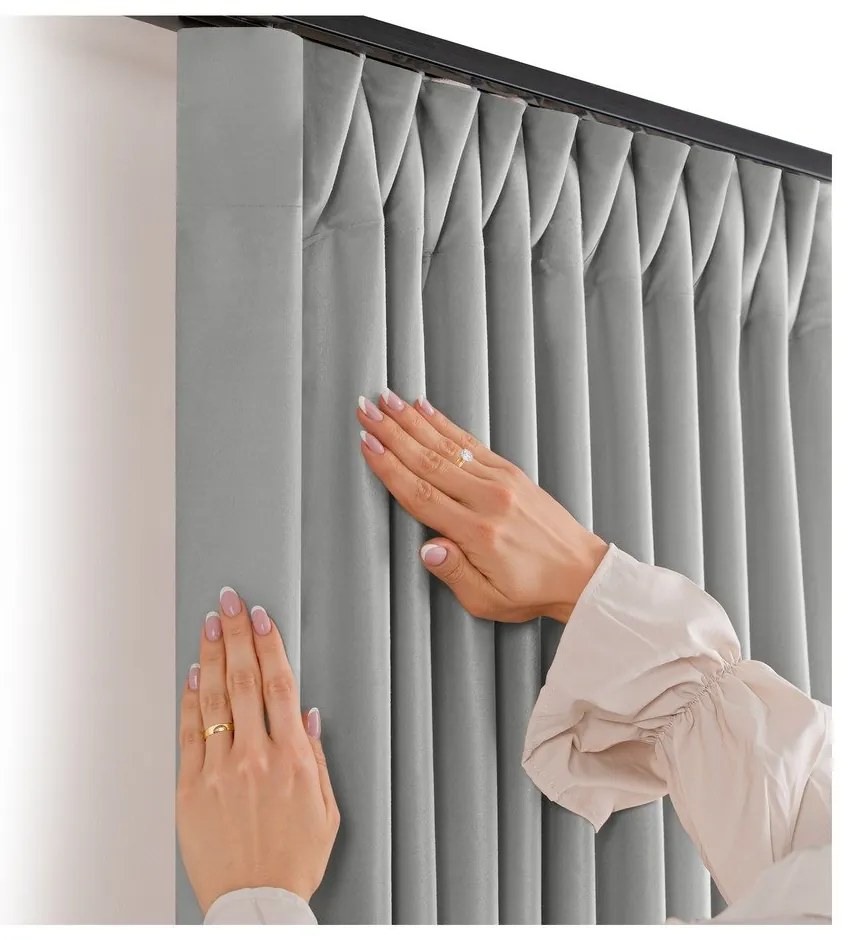 Draperie gri dimout (semi-opacă) din catifea 200x300 cm Velto – Filumi