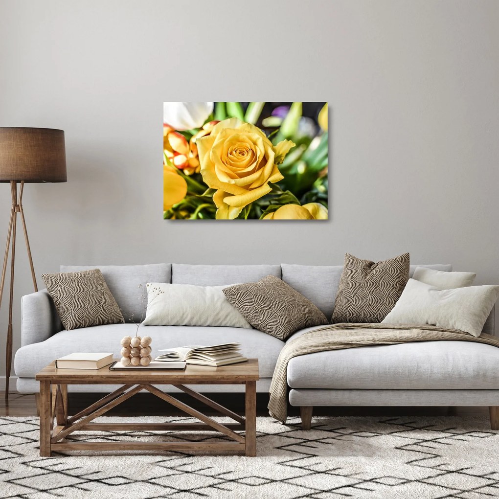 Tablou pe sticlă cu trandafir (70x50 cm)