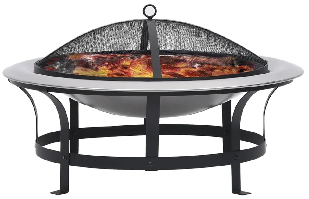 46530 vidaXL Vatră de foc de exterior cu grătar, 76 cm, oțel inoxidabil