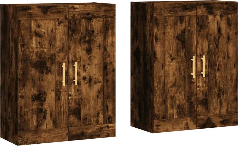 vidaXL Dulapuri de perete, 2 buc., stejar afumat, lemn prelucrat