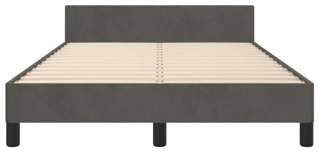 Cadru de pat cu tablie, gri inchis, 120x200 cm, catifea Morke gra, 120 x 200 cm, Design simplu