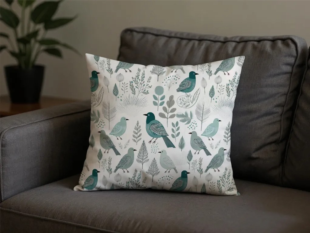 Husa de perna din bumbac LEAFBIRD POLY 45x45 cm, alb-verde