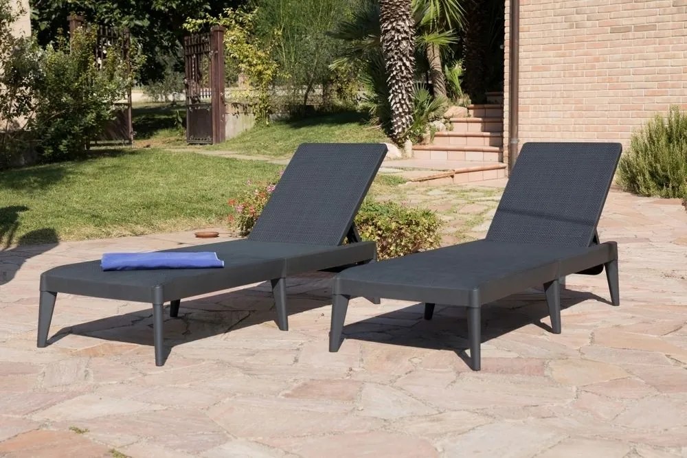 SIROLO șezlong de grădină din plastic, grafit