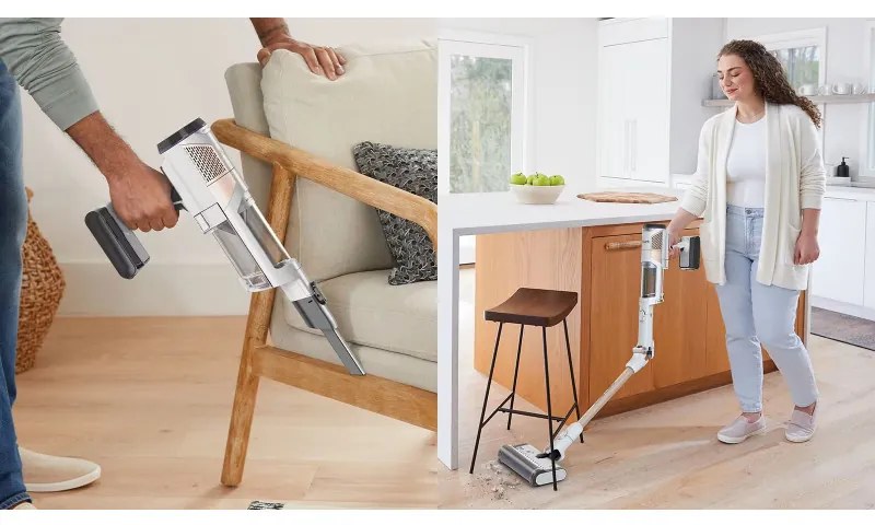 Aspirator vertical Shark IW3612EUT, 240W, 0.42 l, 3 moduri, 3 trepte, 3 atasamente, Afisaj LED, Senzori pentru detectarea murdăriei invizibile, Autonomie pana la 60 min, Alb/Galben