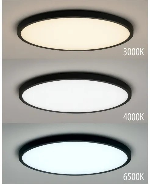 Lampă LED de tavan 24W/230V, 3000/4000/6500K, Ø 30 cm, neagră