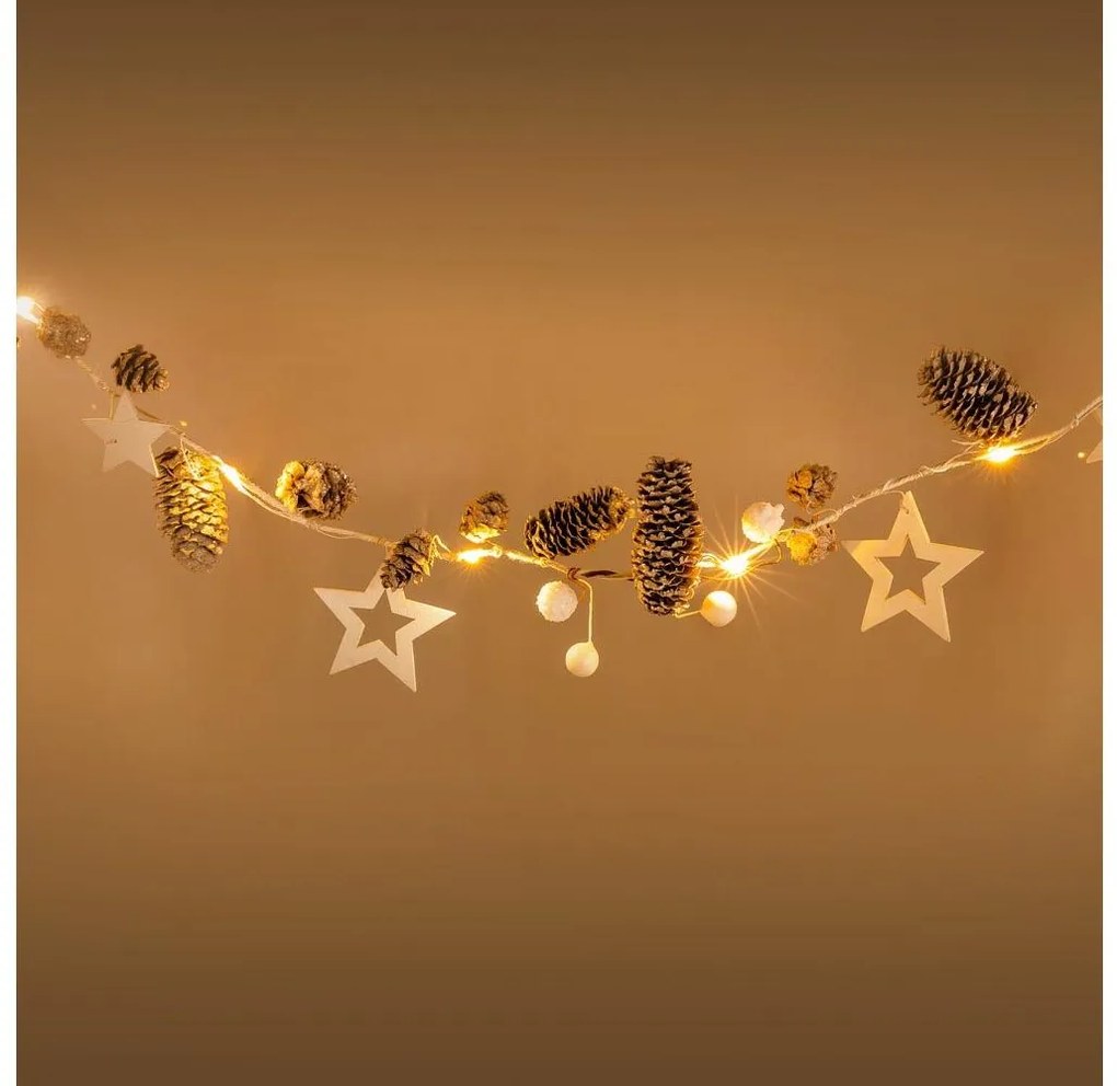 Instalație LED de Crăciun Retlux 10xLED/3xAA 2,5m alb cald