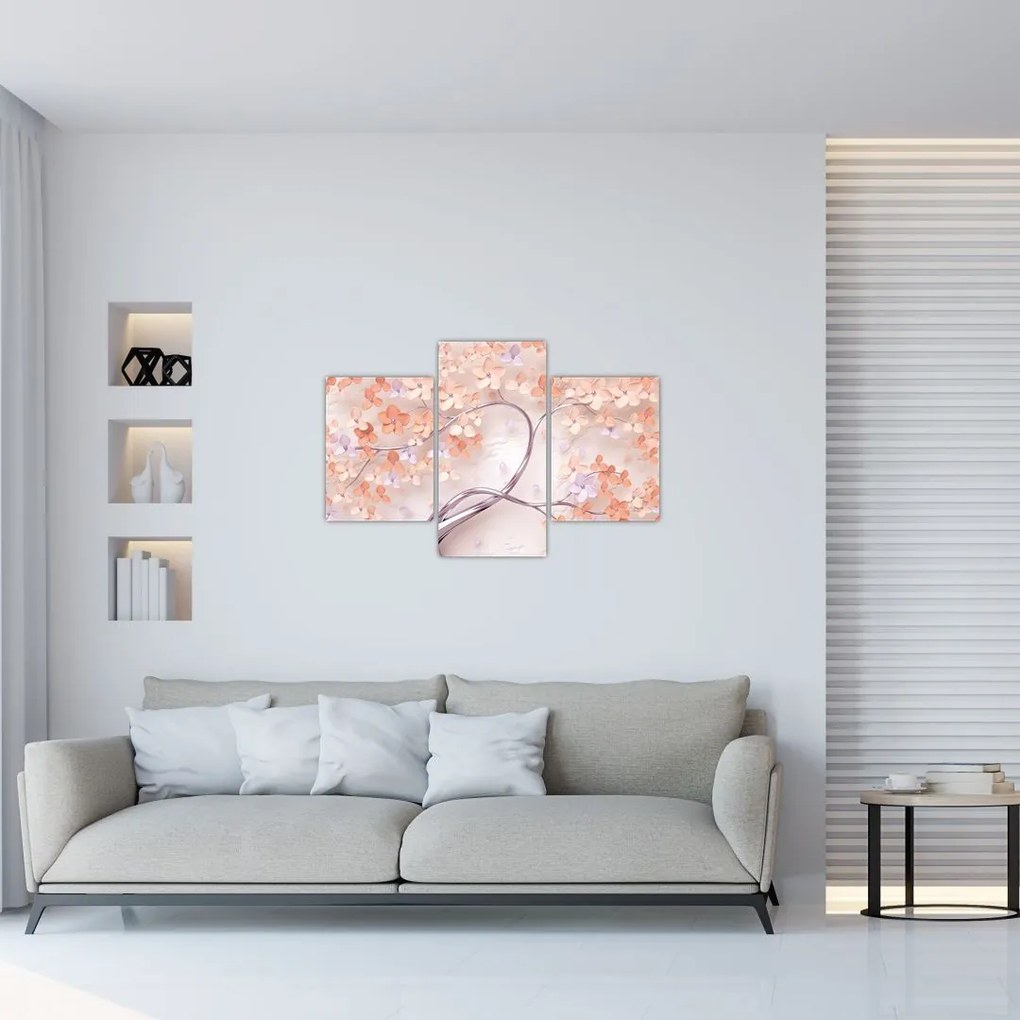 Tablou florilor de pom din coral - abstract (90x60 cm)