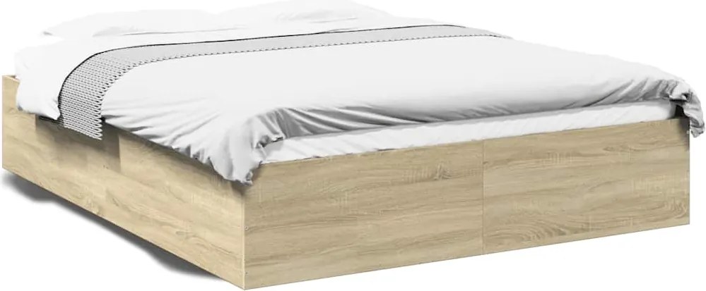 vidaXL Cadru de pat, stejar sonoma, 150x200 cm, lemn prelucrat