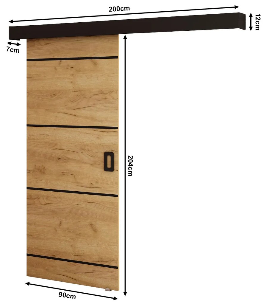 Uși culisante 90 cm Bethany IV (craft auriu + negru mat). 1043492