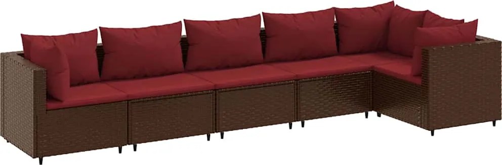 vidaXL Set mobilier de grădină cu perne, 6 piese, maro, poliratan