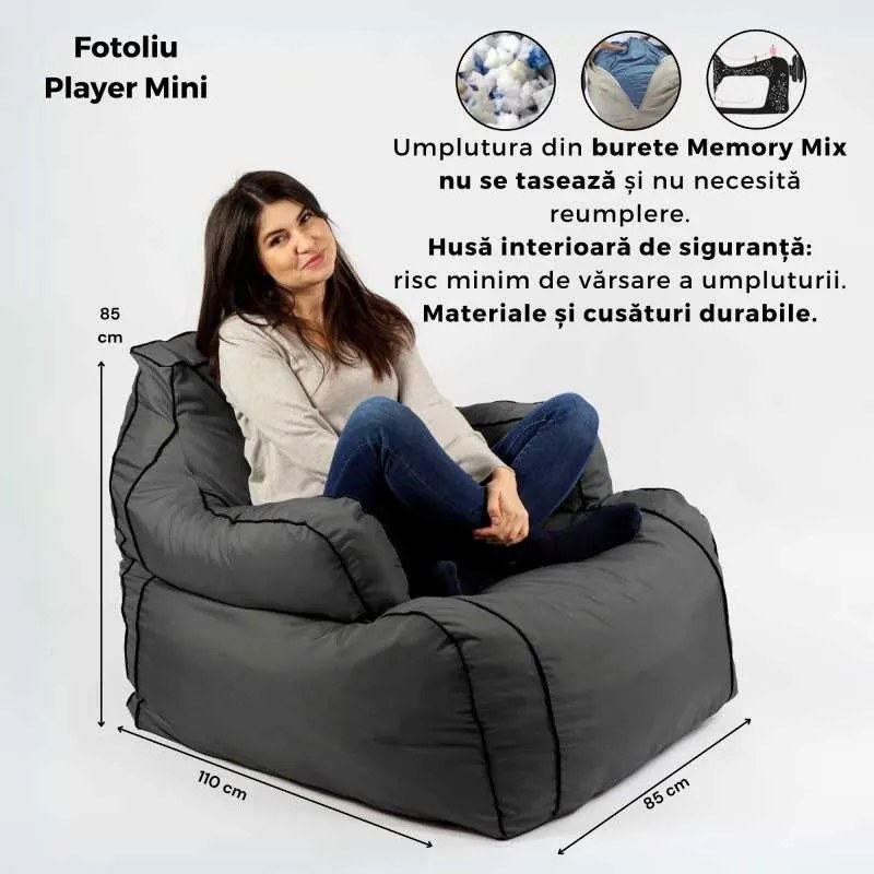 Fotoliu Player Mini Pufrelax, Material Impermeabil - Cappuccino
